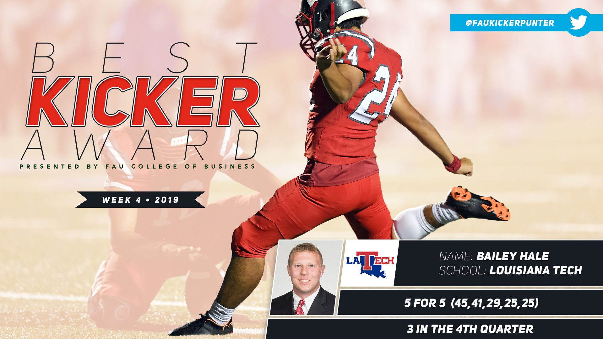 Best Kicker Award - Bailey Hale - Louisiana Tech