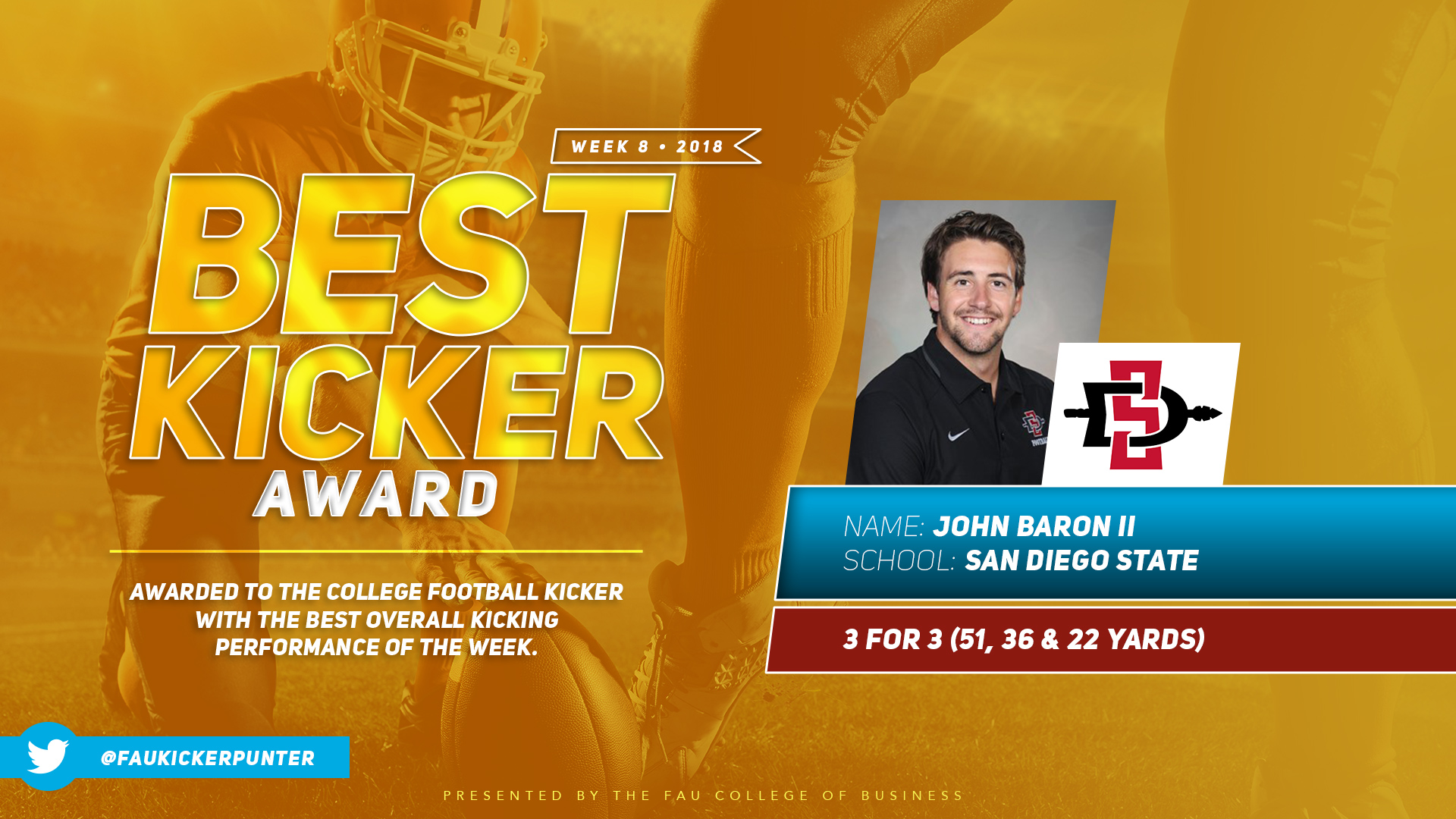 Best Kicker Award - John Baron II - San Diego State