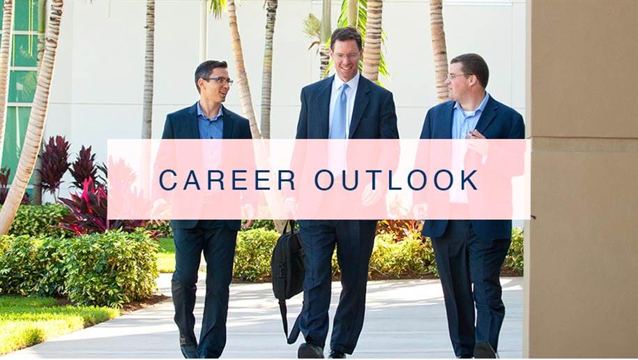 Business professionals discussing the career outlook for a Traditional MBA with a Finance Concentration